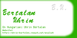 bertalan uhrin business card